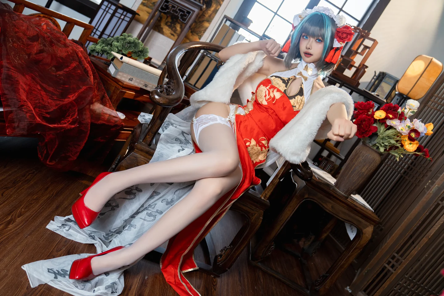 Momoko葵葵 - 柴郡本 旗袍 [29P-185MB] tg@simisebaisi 【丝足阁】022.webp